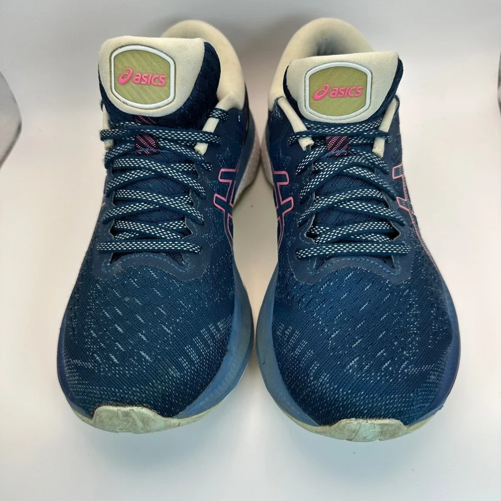 ASICS GEL-Kayano 27 Running Shoes Women 8.5 Blue Pink Athletic Training Sneakers